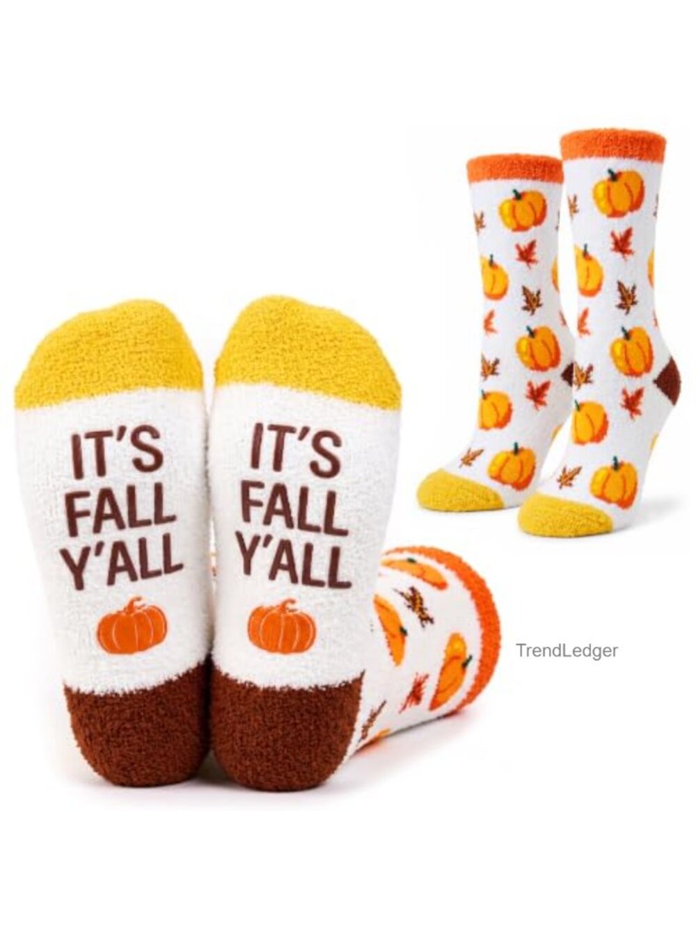 Fuzzy Plush Knit Novelty Fall Socks It's Fall Y'all Cozy Slipper Socks Women - Picture 1 of 5